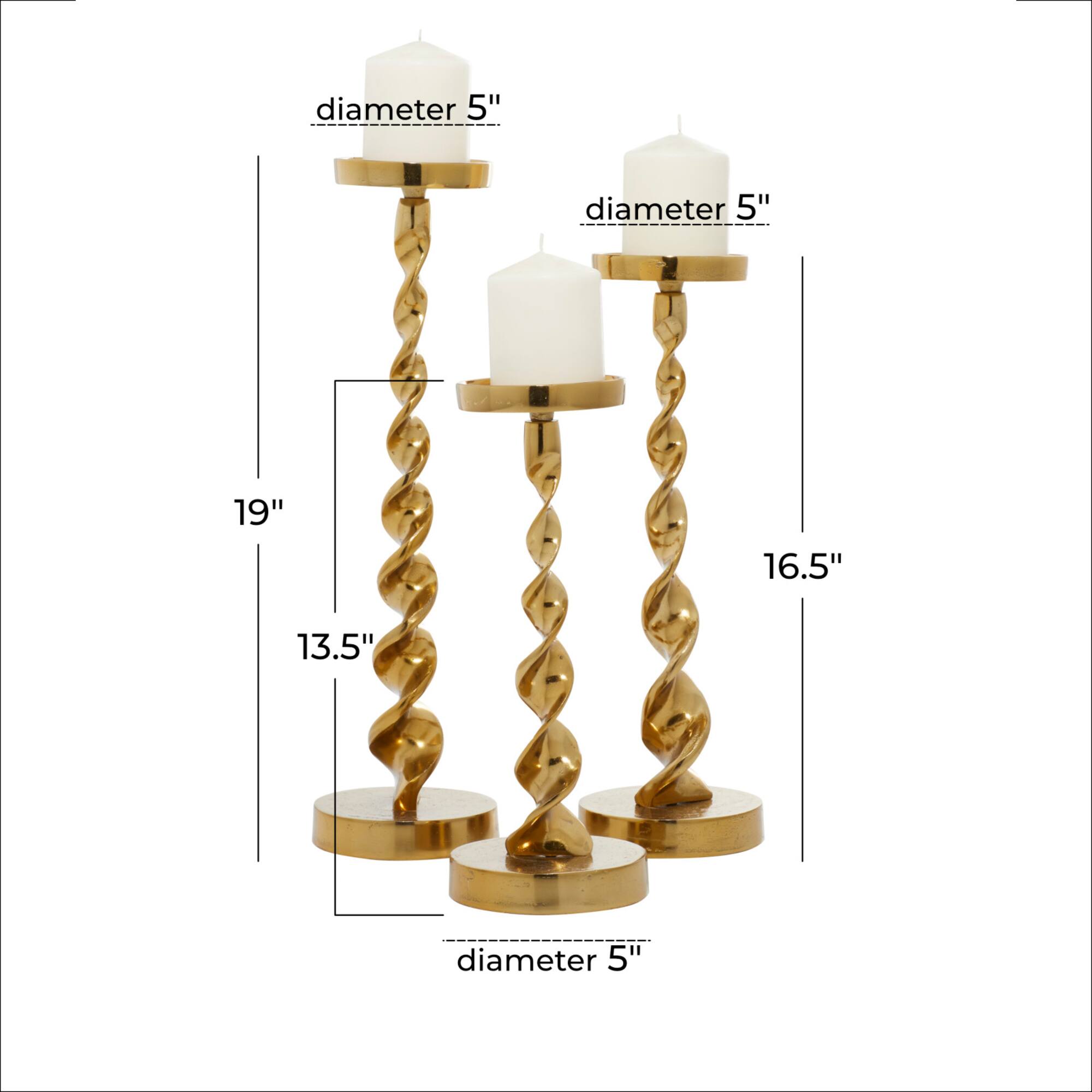 Gold Aluminum Coastal Candle Holder Set